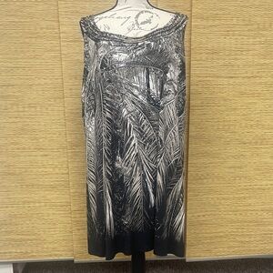 Style & Co. Black and White Palm-Print Maxi Dress